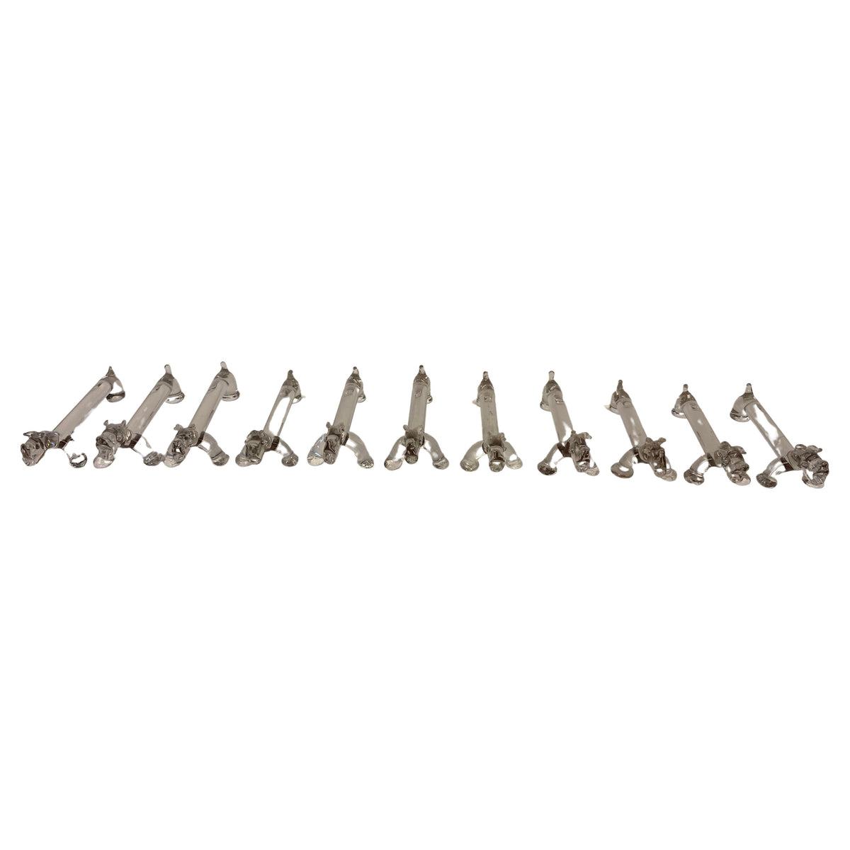 Set of 10 Molded Glass Knife Rests French Basset Hound Shape