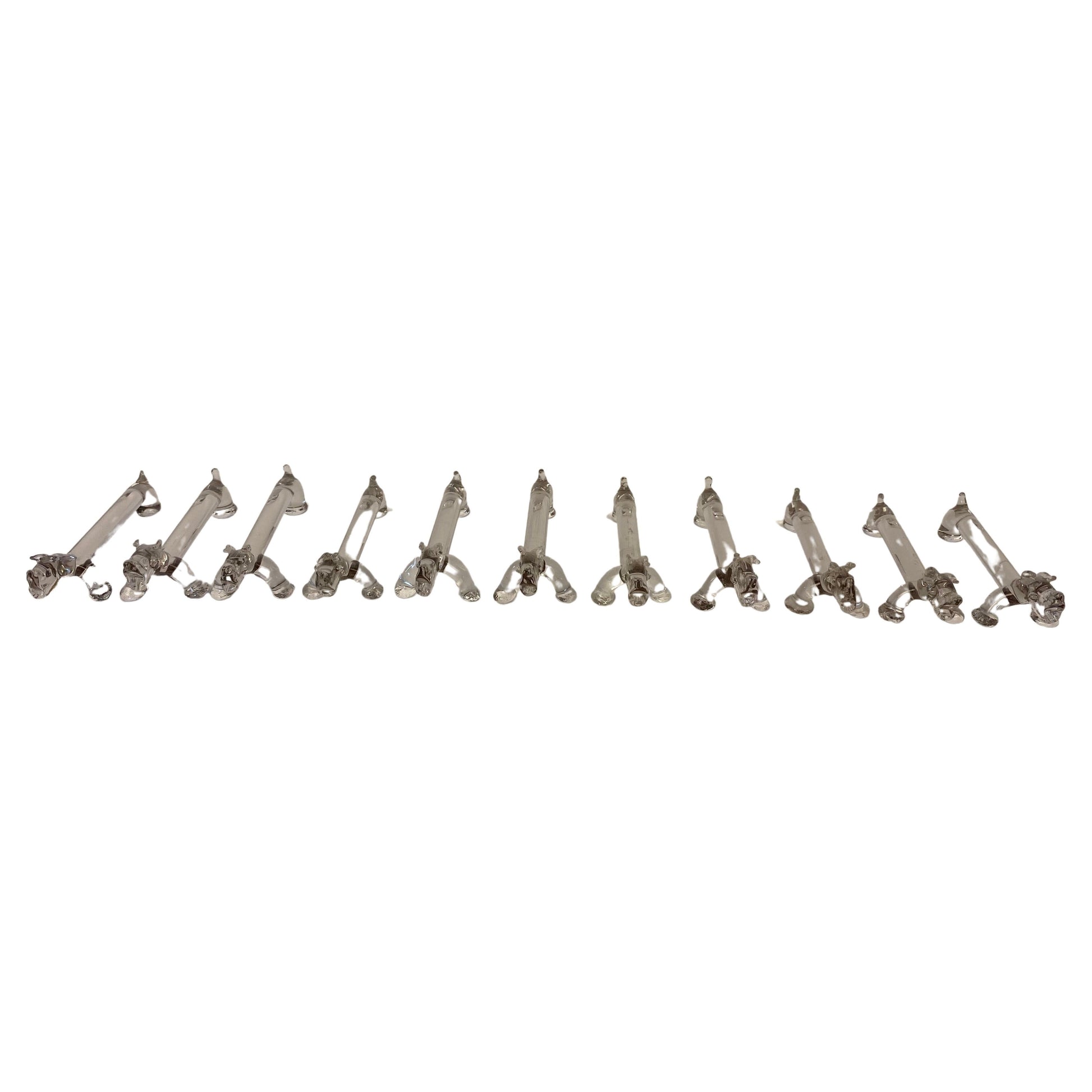 Set of 10 Molded Glass Knife Rests French Basset Hound Shape