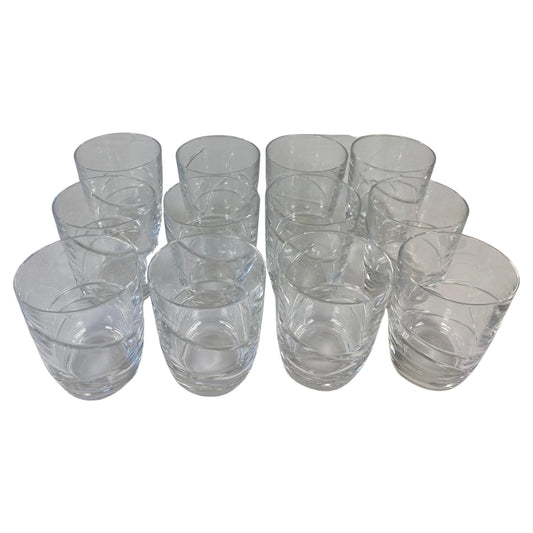Set of 12 Cocktail Glasses by Lenox, Cut Crystal Liquor Barware