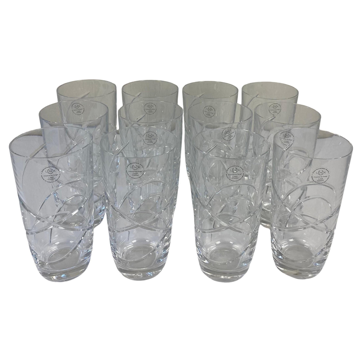 Set of 12 Cut Crystal Water Glasses by Lenox