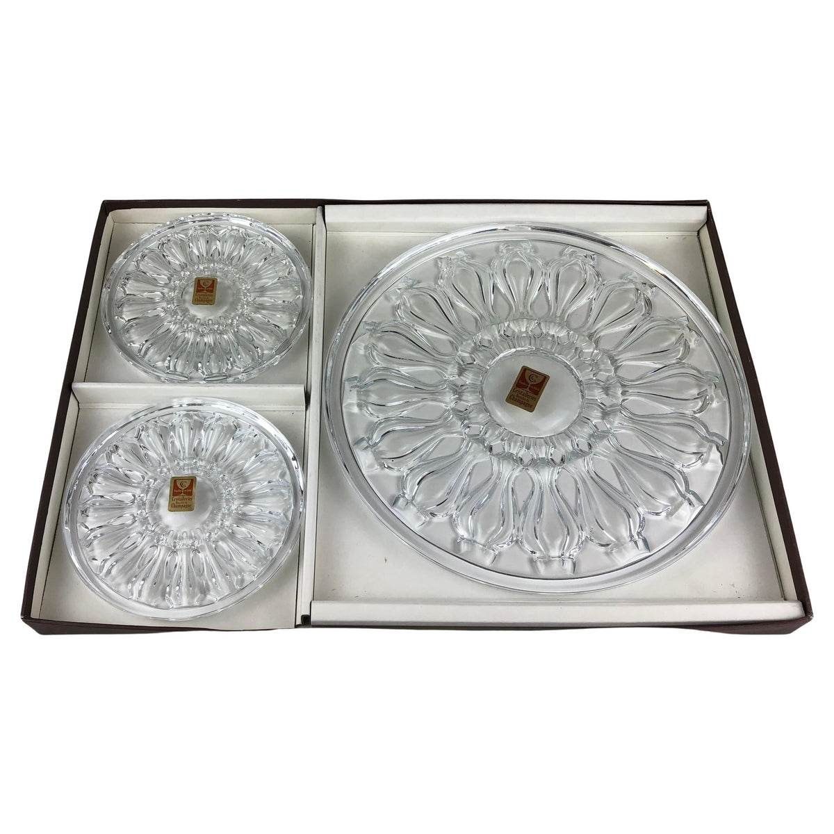 Set of 3 French Baccarat Style Crystal Champagne Cooler or Wine Bottle Coasters