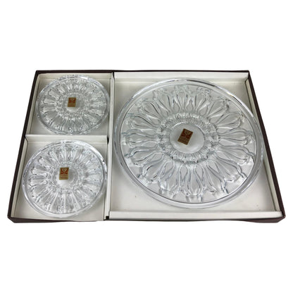 Set of 3 French Baccarat Style Crystal Champagne Cooler or Wine Bottle Coasters