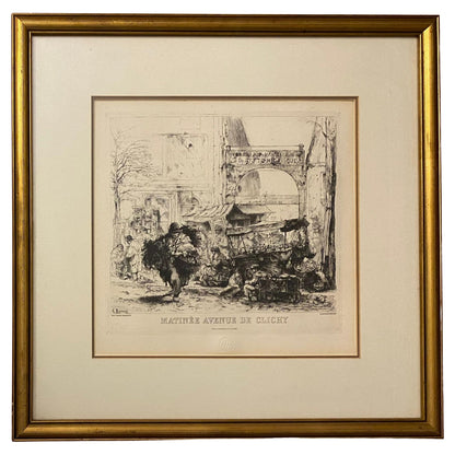 French Engraving Issued By The Louvre Museum "Matinee Avenue de Clichy" Framed