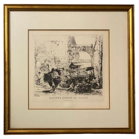 French Engraving Issued By The Louvre Museum "Matinee Avenue de Clichy" Framed