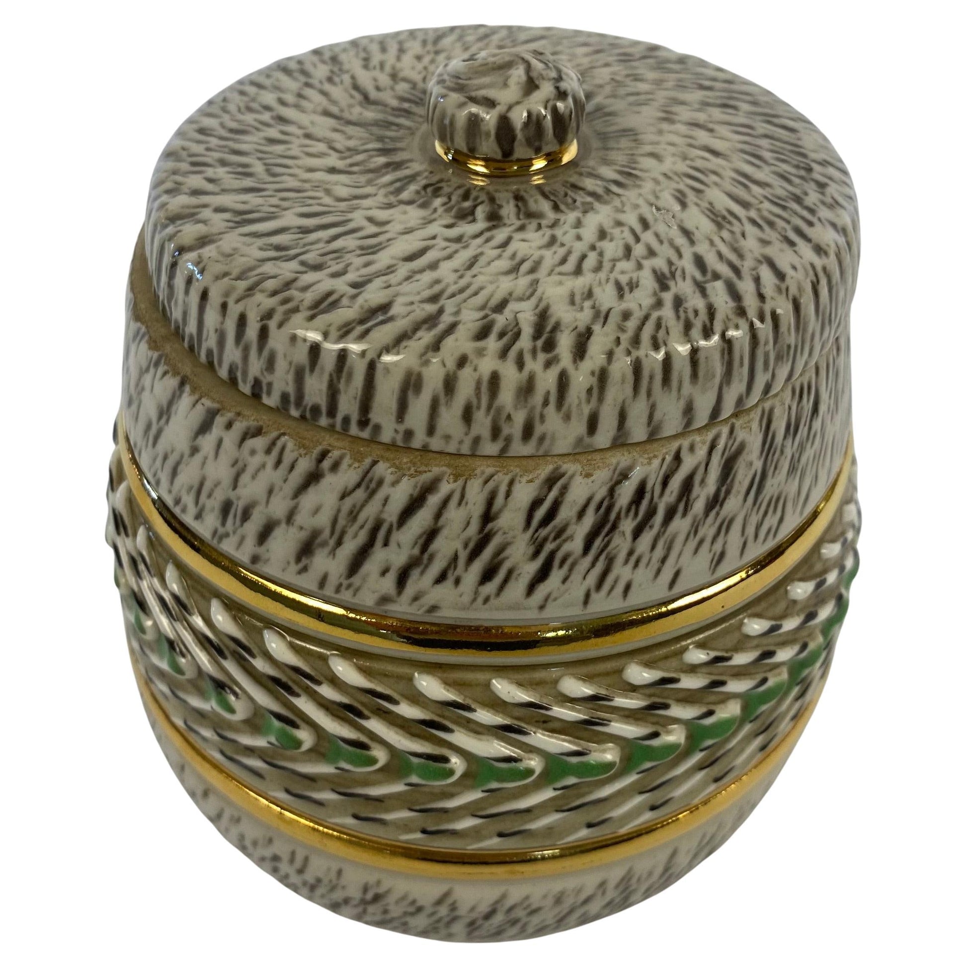 French Ceramic Jewelry Box Signed Lucien Brisdoux