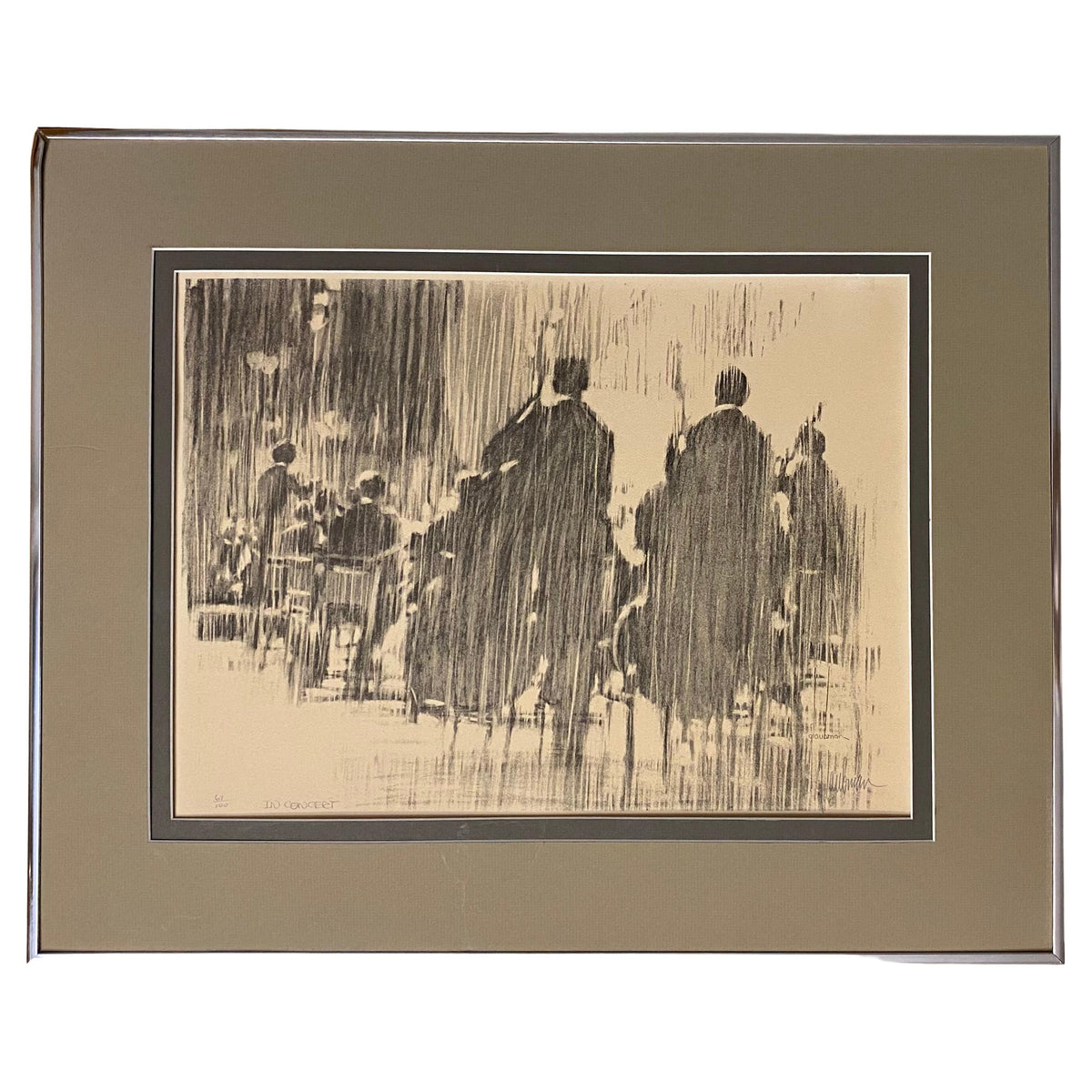 Musical Theme Lithograph Titled "in Concert" by Edna Glaubman