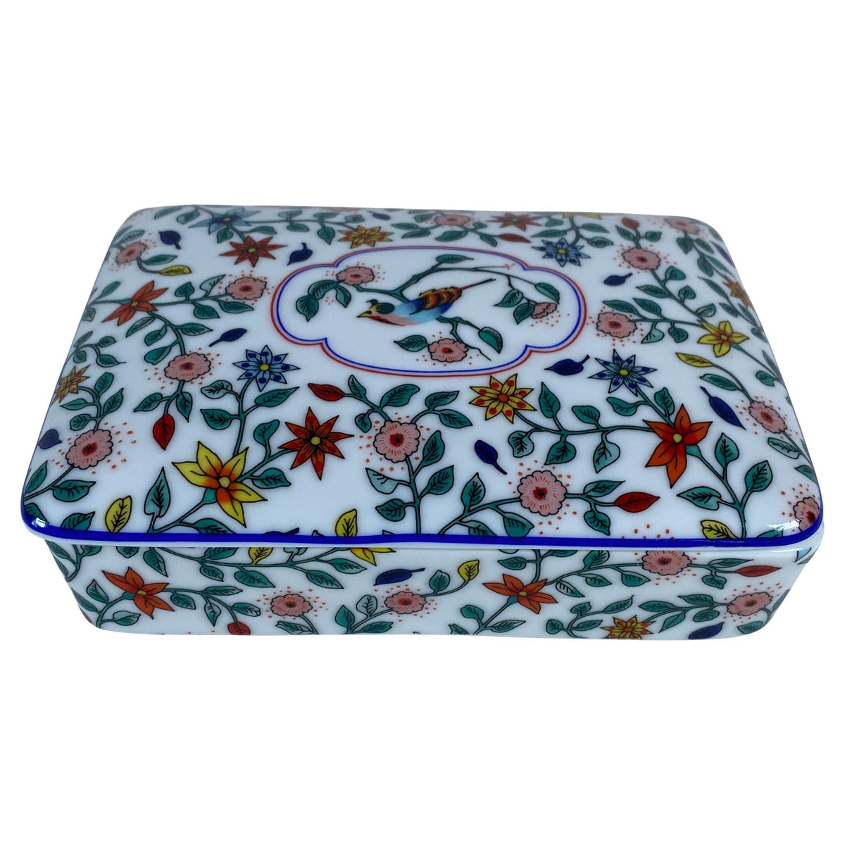 French Limoges Hand-Painted Porcelain Jewelry Box for Neiman Marcus, circa 1940