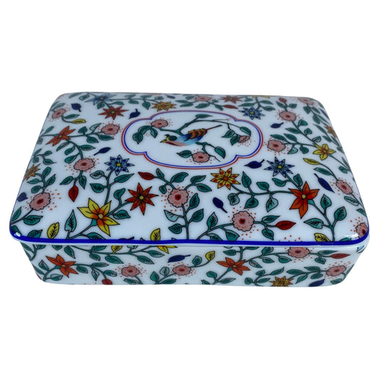 French Limoges Hand-Painted Porcelain Jewelry Box for Neiman Marcus, circa 1940