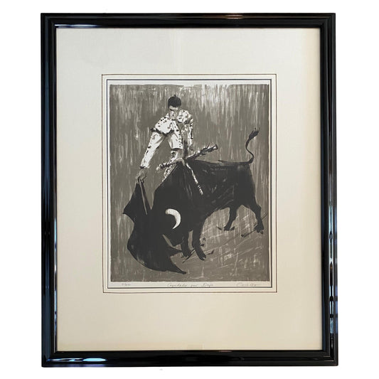 Black and White Lithograph by Jorge Fernando Castillo Titled "Ayudado por Abajo"