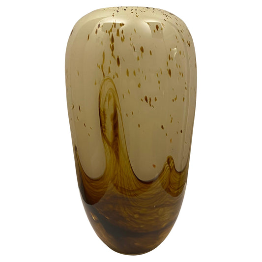 Large Murano Art Glass Vase, Beige & Amber Attrib. to Fratelli Toso