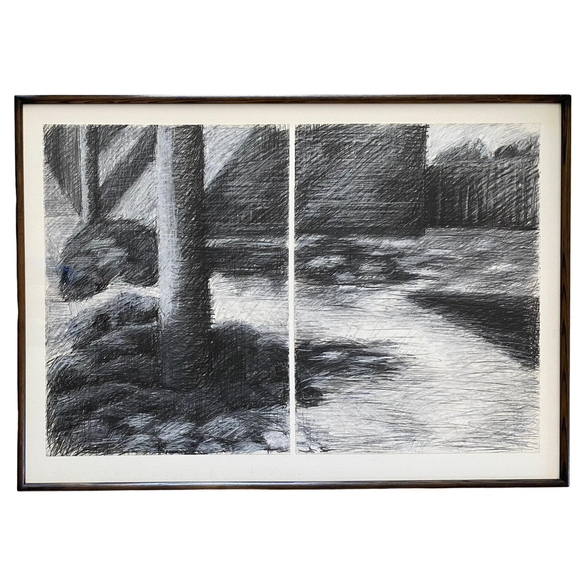 Large Black and White Painting Attributed to Beatrix Syjuco