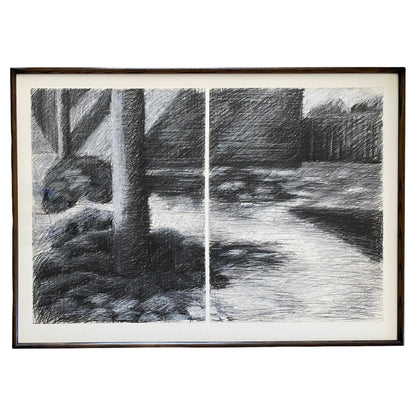 Large Black and White Painting Attributed to Beatrix Syjuco