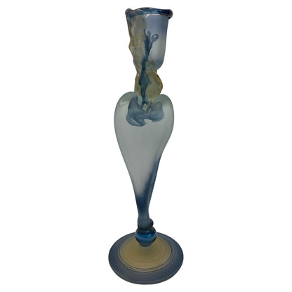 Crystal de Bayel Bacchus Erte Elite Etched Art Glass Trumpet Vase