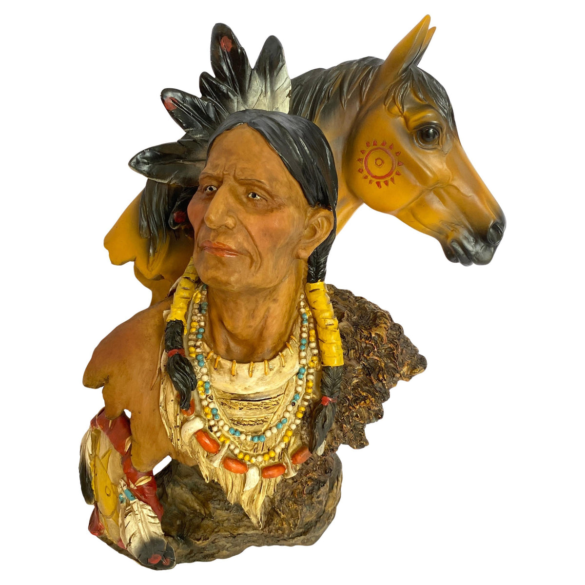 Collectible Native American Indian Sculpture with a Horse