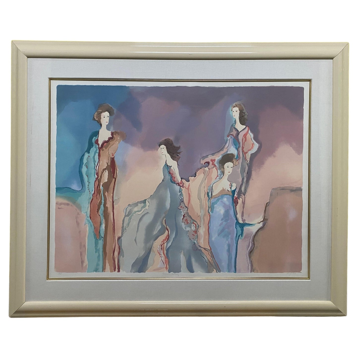 Jane Bazinet Watercolor Framed Hollywood Regency Style