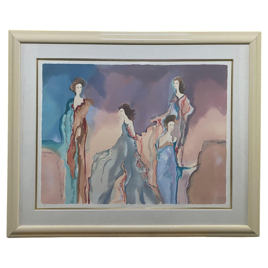 Jane Bazinet Watercolor Framed Hollywood Regency Style