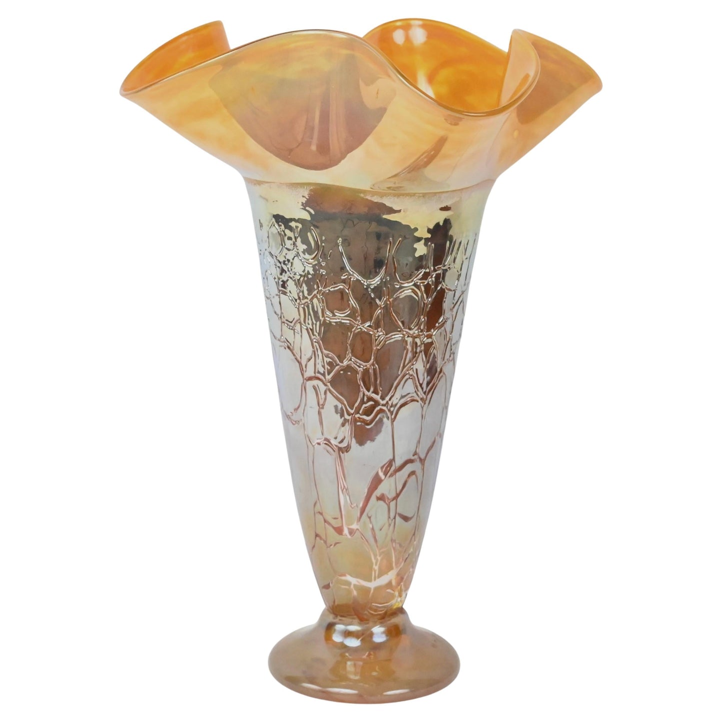 Fenton Style Art Glass Vase in the Manner of Murano