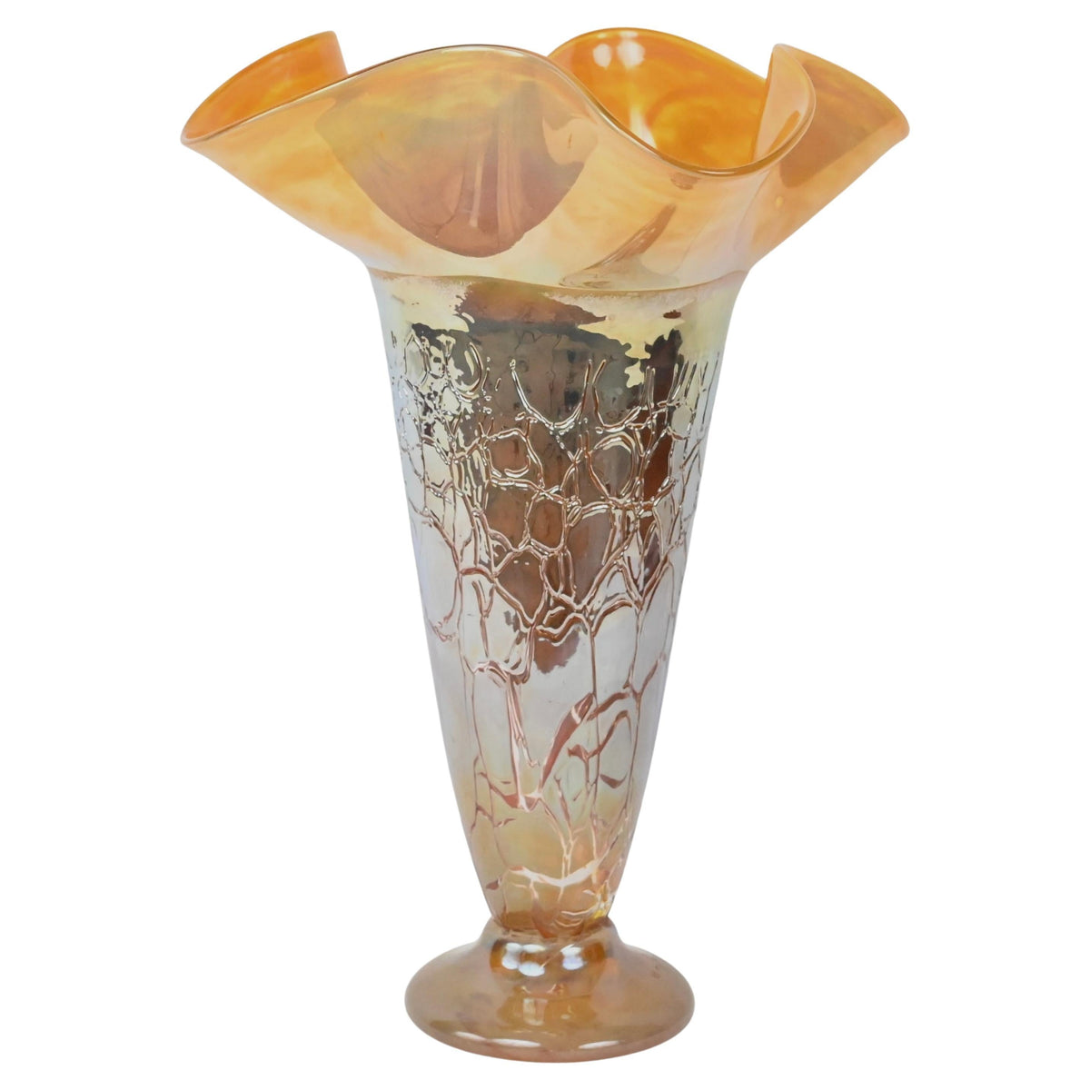 Fenton Style Art Glass Vase in the Manner of Murano