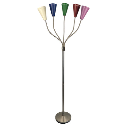 Italian Stilnovo Style Mid Century 5 Arm Floor Lamp