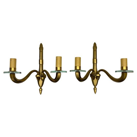 Pair of French Mid-Century Bronze Wall Sconces in the manner of Jean Perzel