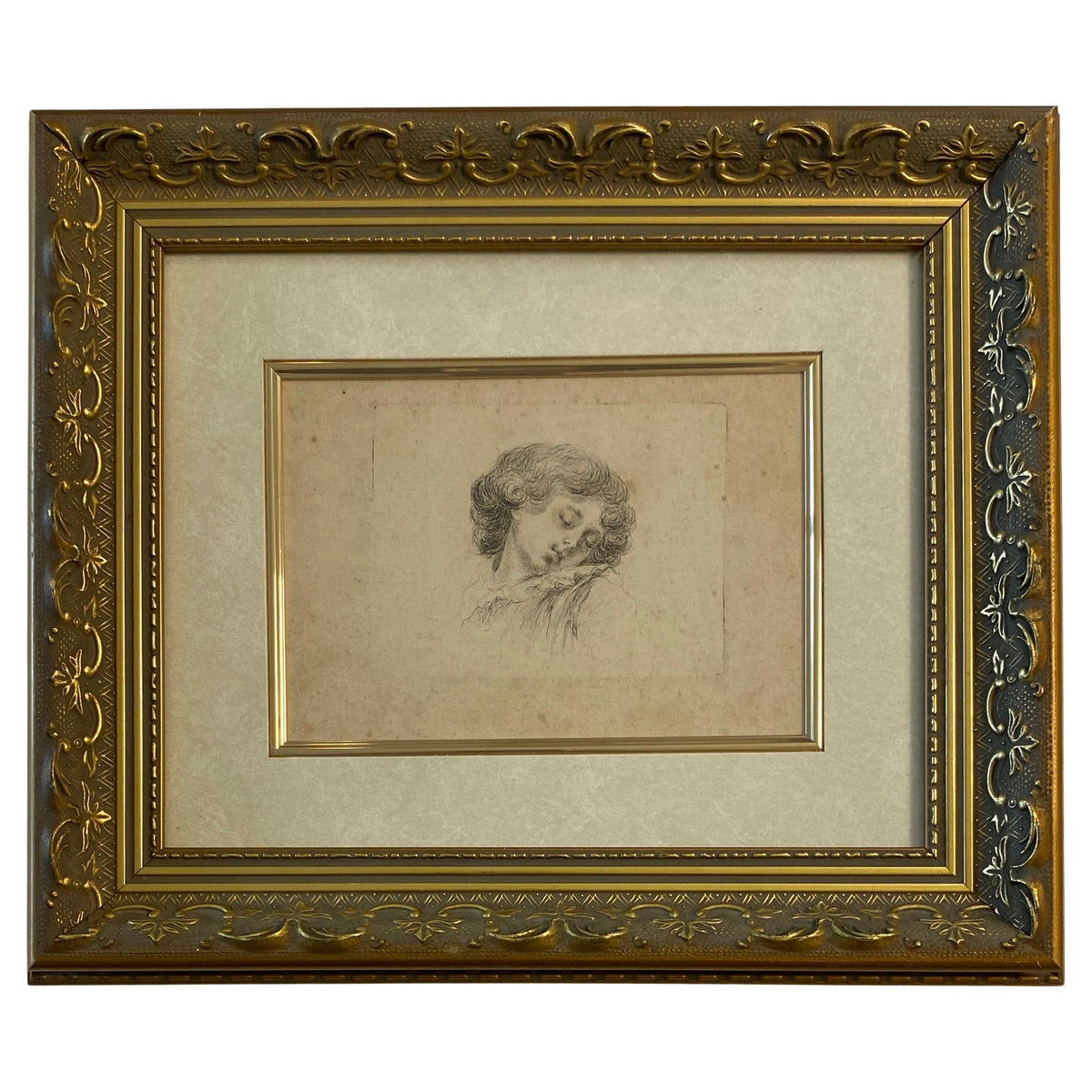 Original Etching Head of a Sleeping Child by Baron Dominique Vivant Denon