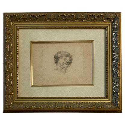 Original Etching Head of a Sleeping Child by Baron Dominique Vivant Denon