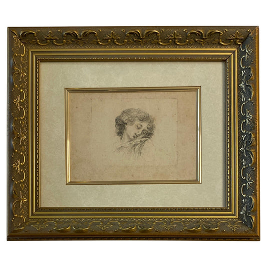 Original Etching Head of a Sleeping Child by Baron Dominique Vivant Denon