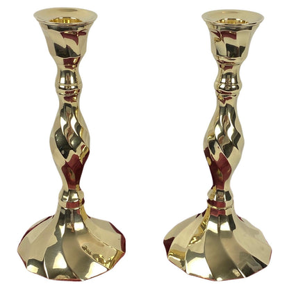 Modern Brass Candlesticks in Original Velvet Covered Box
