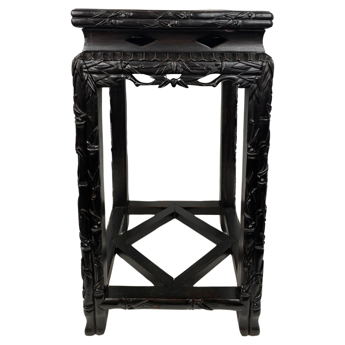 19th Century Hand Carved Chinese Side Table with Marble Top — detail 2