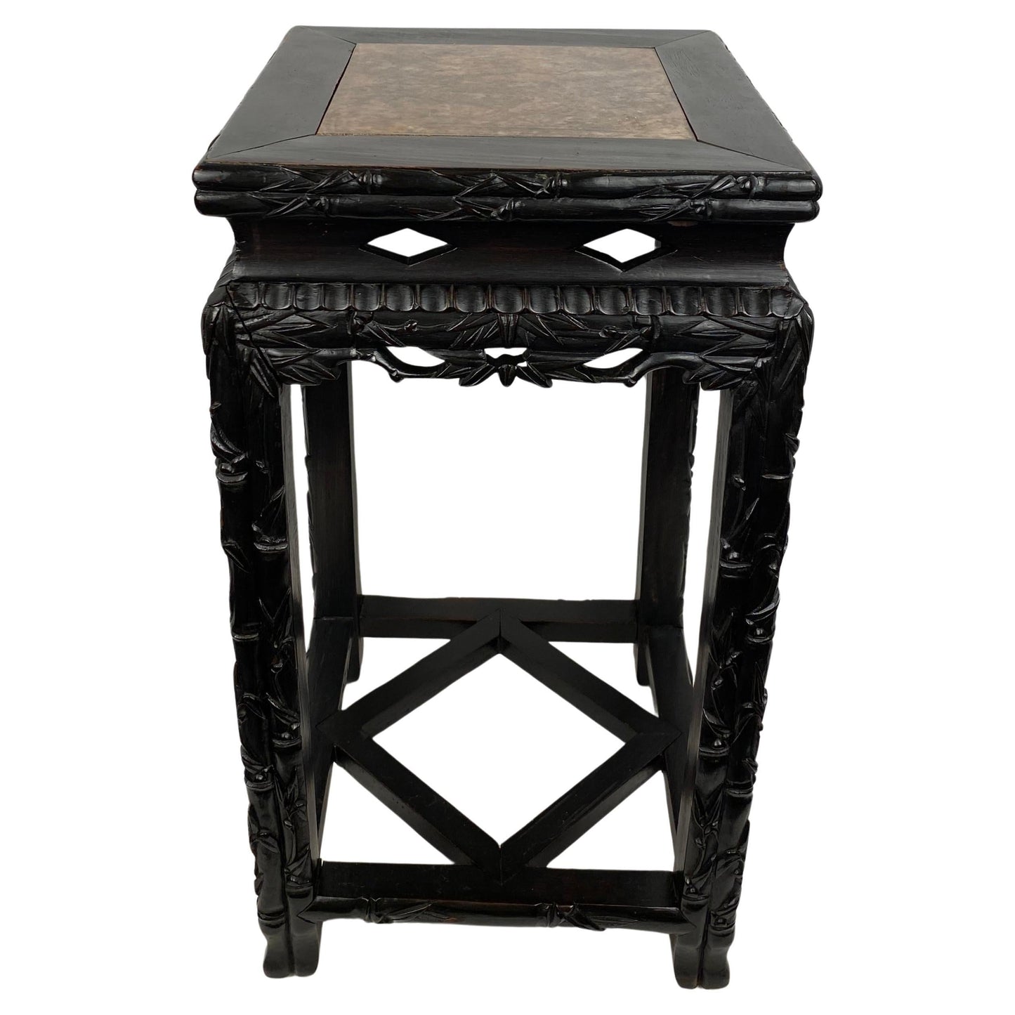 19th Century Hand Carved Chinese Side Table with Marble Top