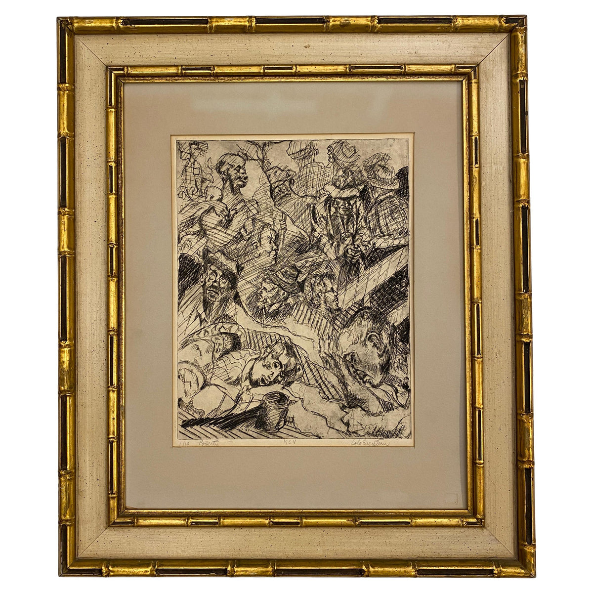 Lola Eve Stern Contemporary Black and White Lithograph Titled "Poverty"