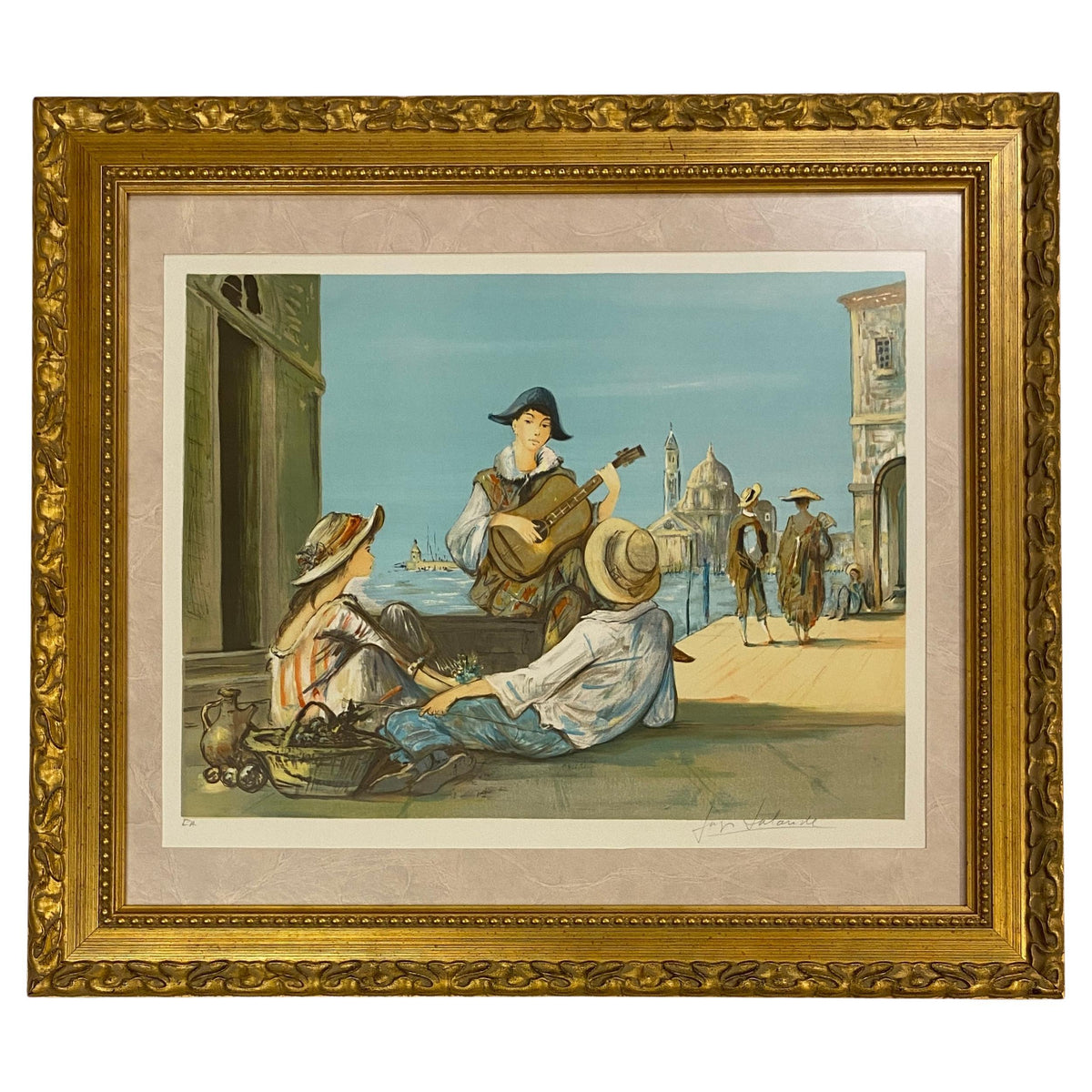 Impressionist Color Lithograph Venice Italy, Color Artist Proof by Jay Lalande