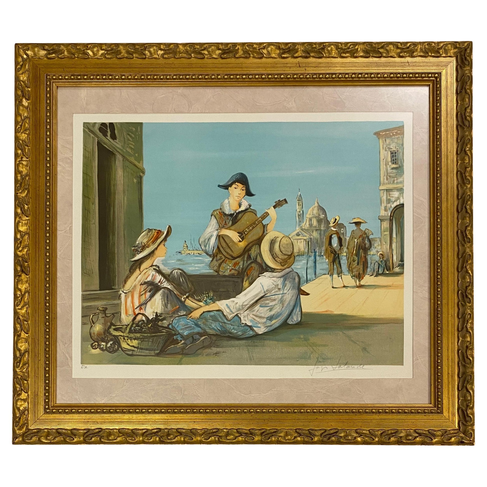 Impressionist Color Lithograph Venice Italy, Color Artist Proof by Jay Lalande