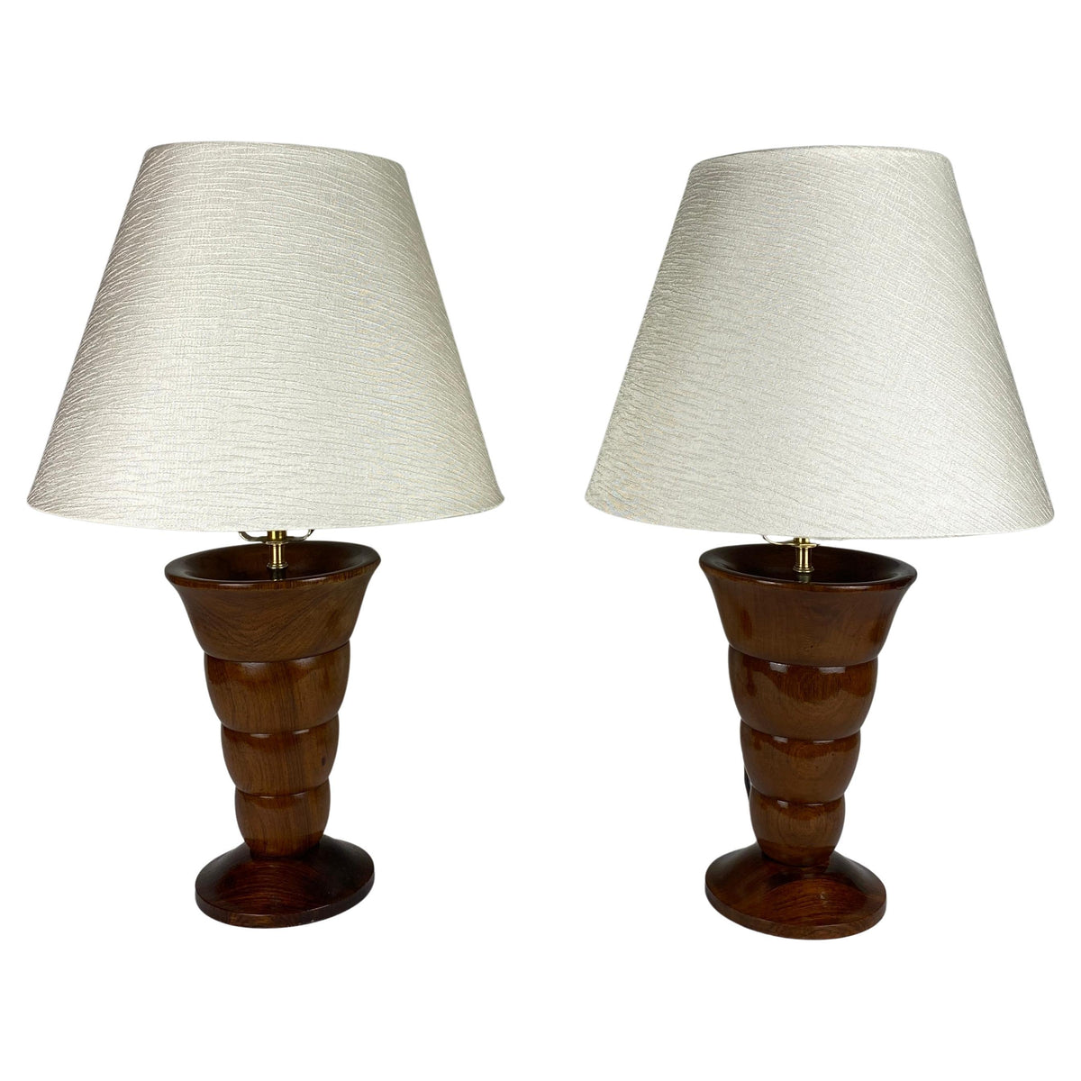 Pair of French Art Deco Table Lamps Solid Rosewood