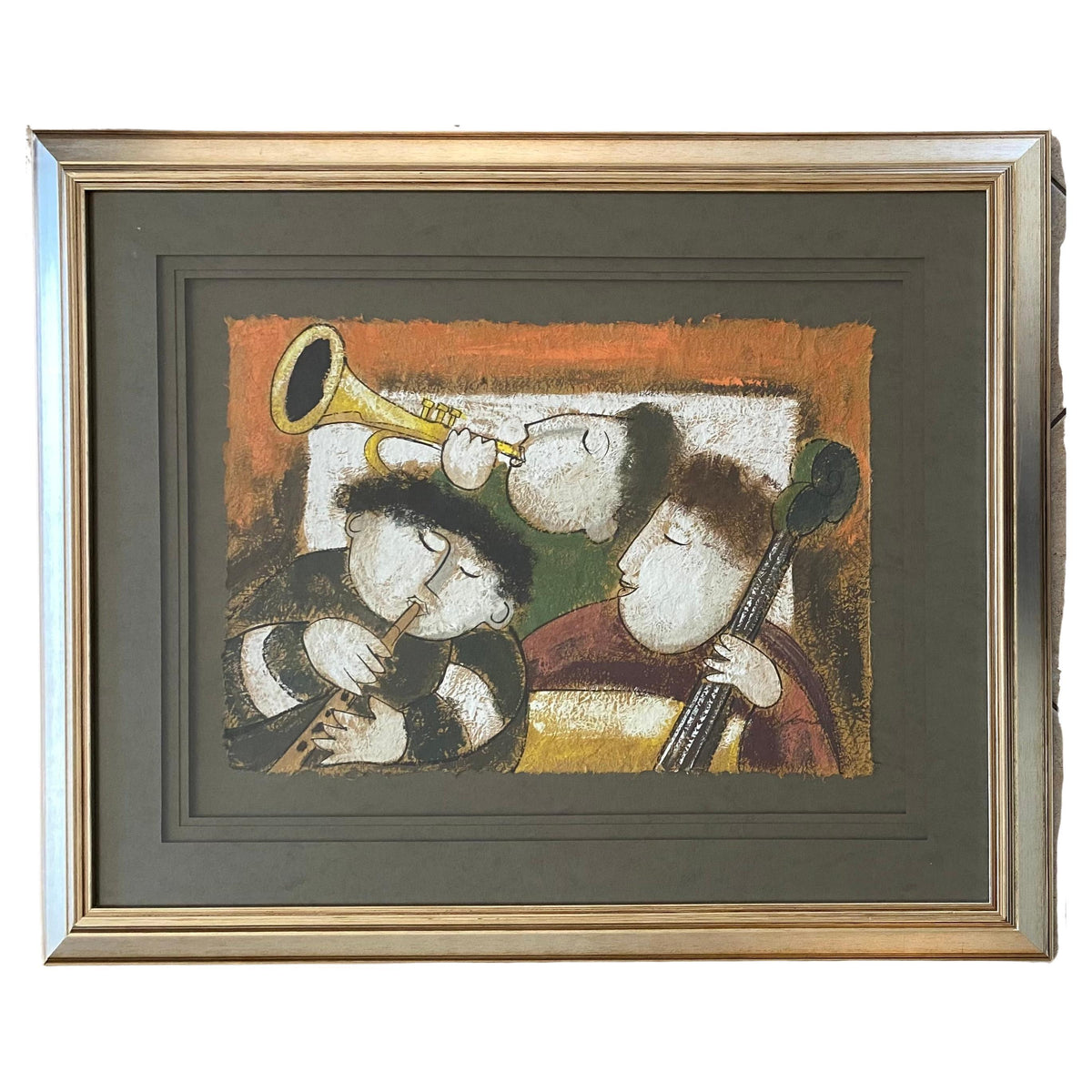 Large Oil Painting by Joyce Roybal, Three Young Musicians