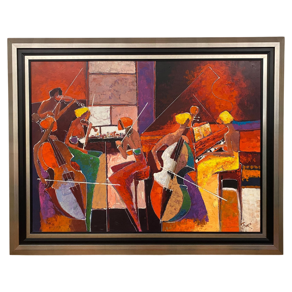 Large Contemporary Hand Embellished Color Giclee on Canvas signed FABRICE