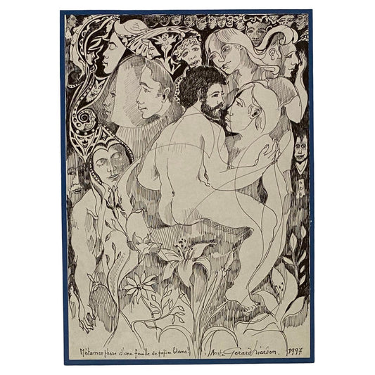 Original Drawing of Nude Men Embracing by Gerard Mardon
