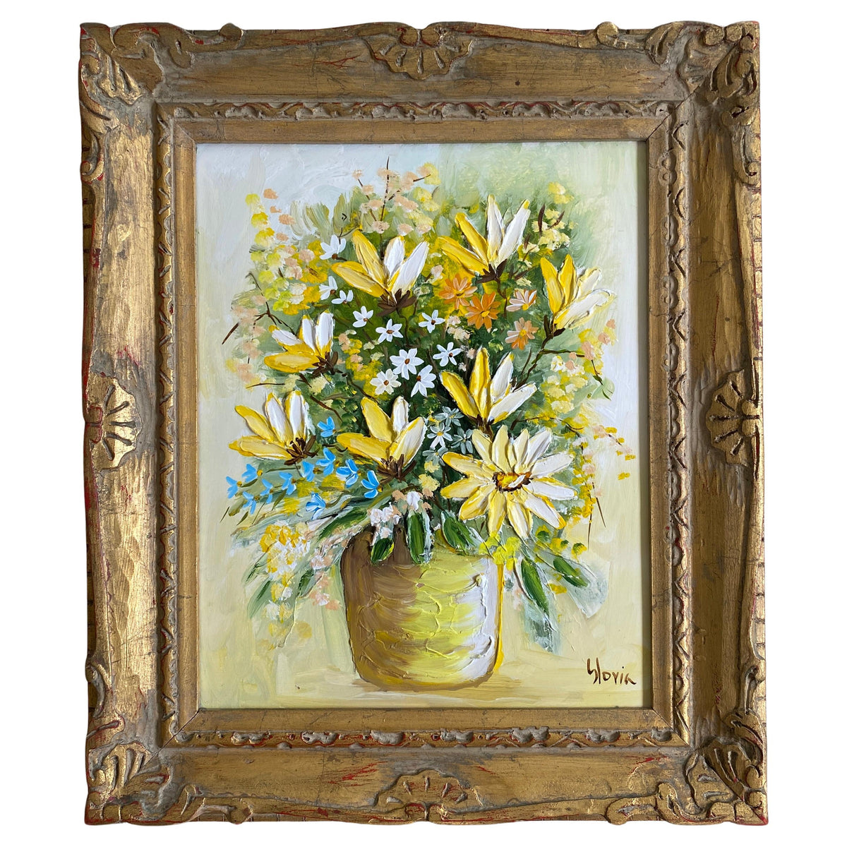 Bouquet of Flowers Painting, Signed