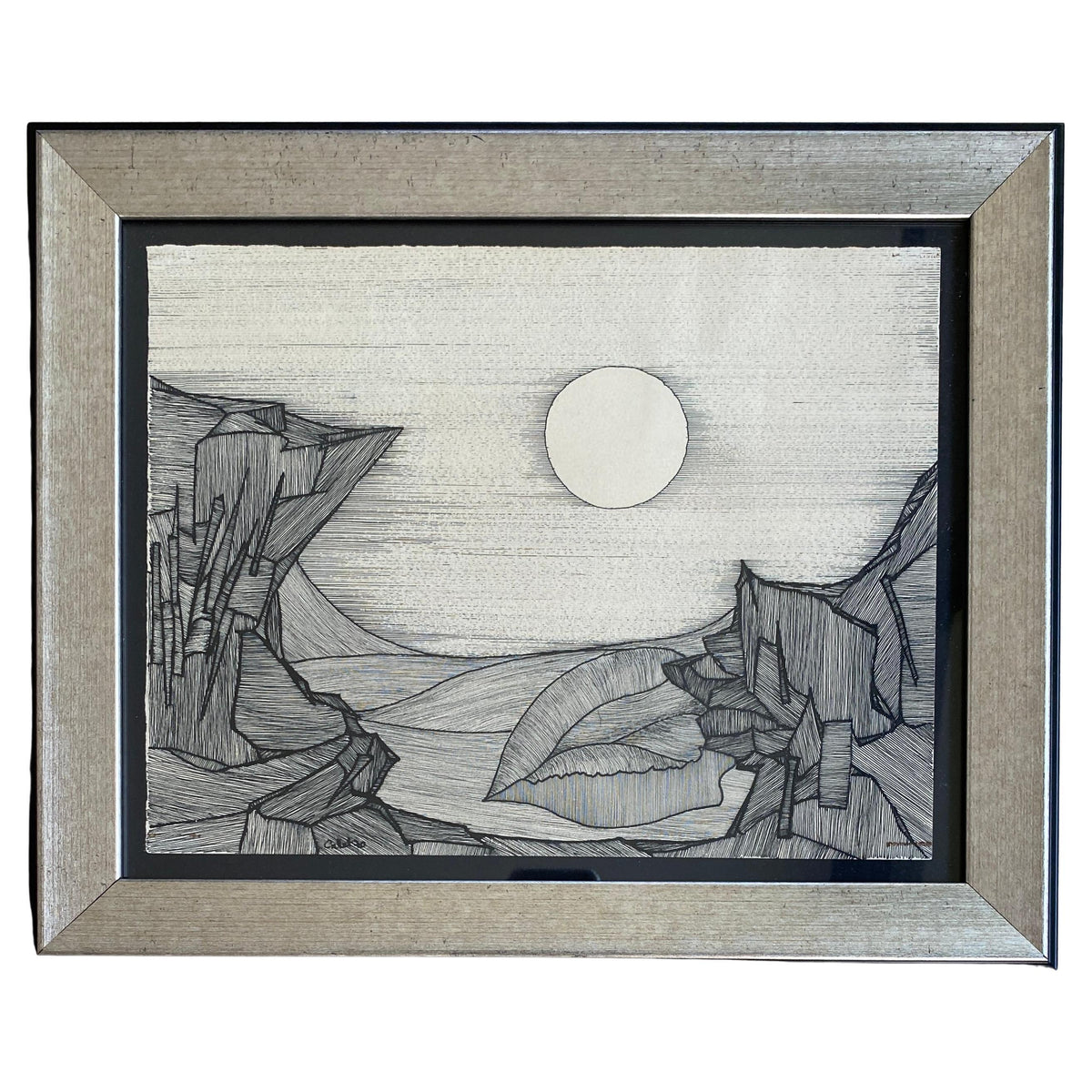 Original Black and White Drawing signed Callet
