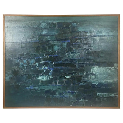 Modern Blue Abstract Painting by Mark Janson, circa 1958