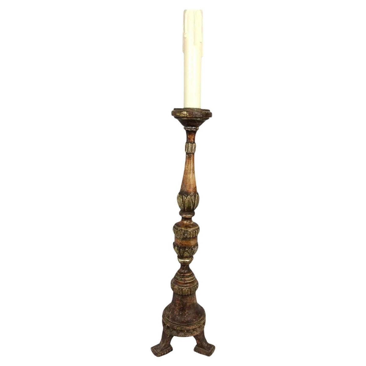 Hand Carved 18th Century Venetian Gilded Wood Candle Stand or Spike