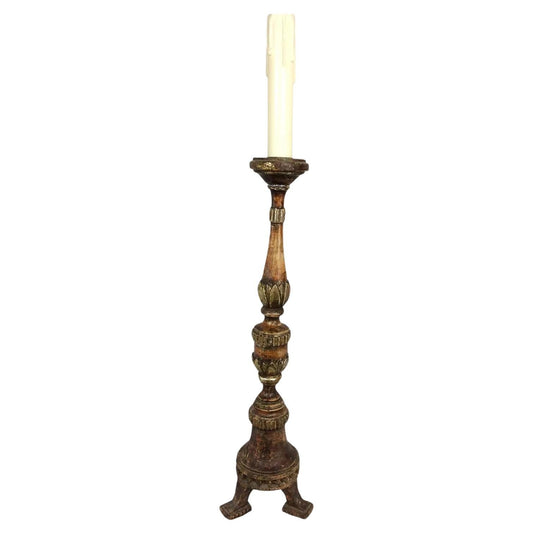 Hand Carved 18th Century Venetian Gilded Wood Candle Stand or Spike