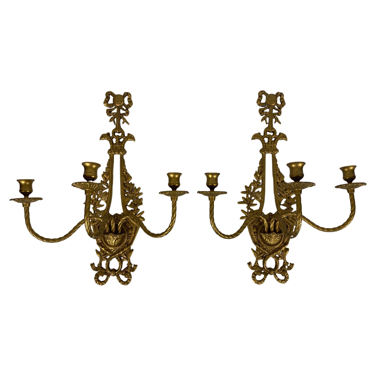 Pair of French Louis XV Style Gilt Bronze Wall Sconces