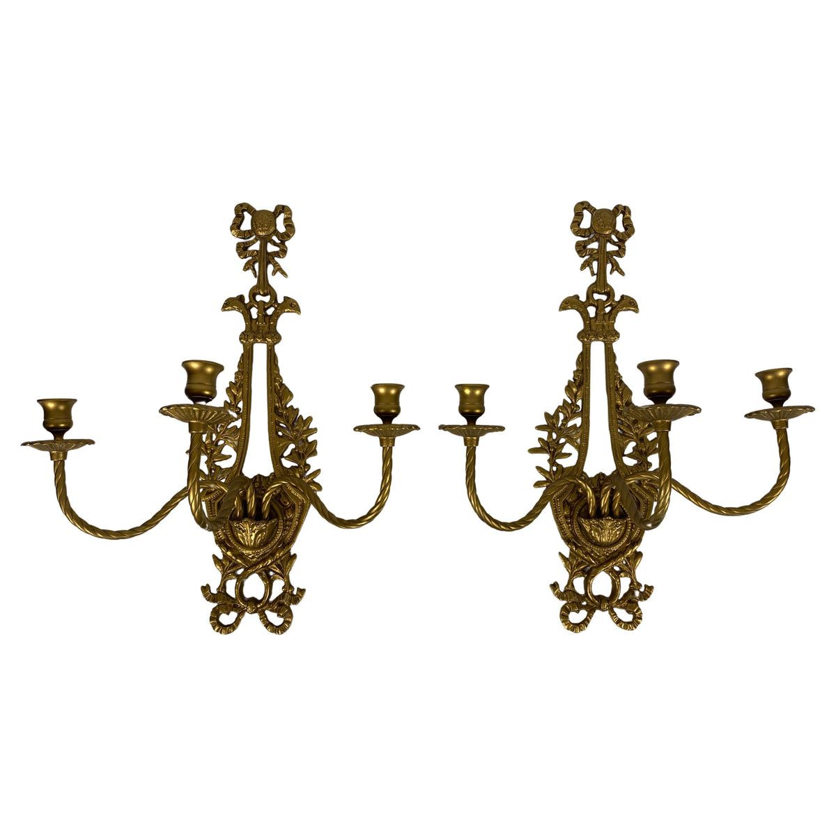 Pair of French Louis XV Style Gilt Bronze Wall Sconces