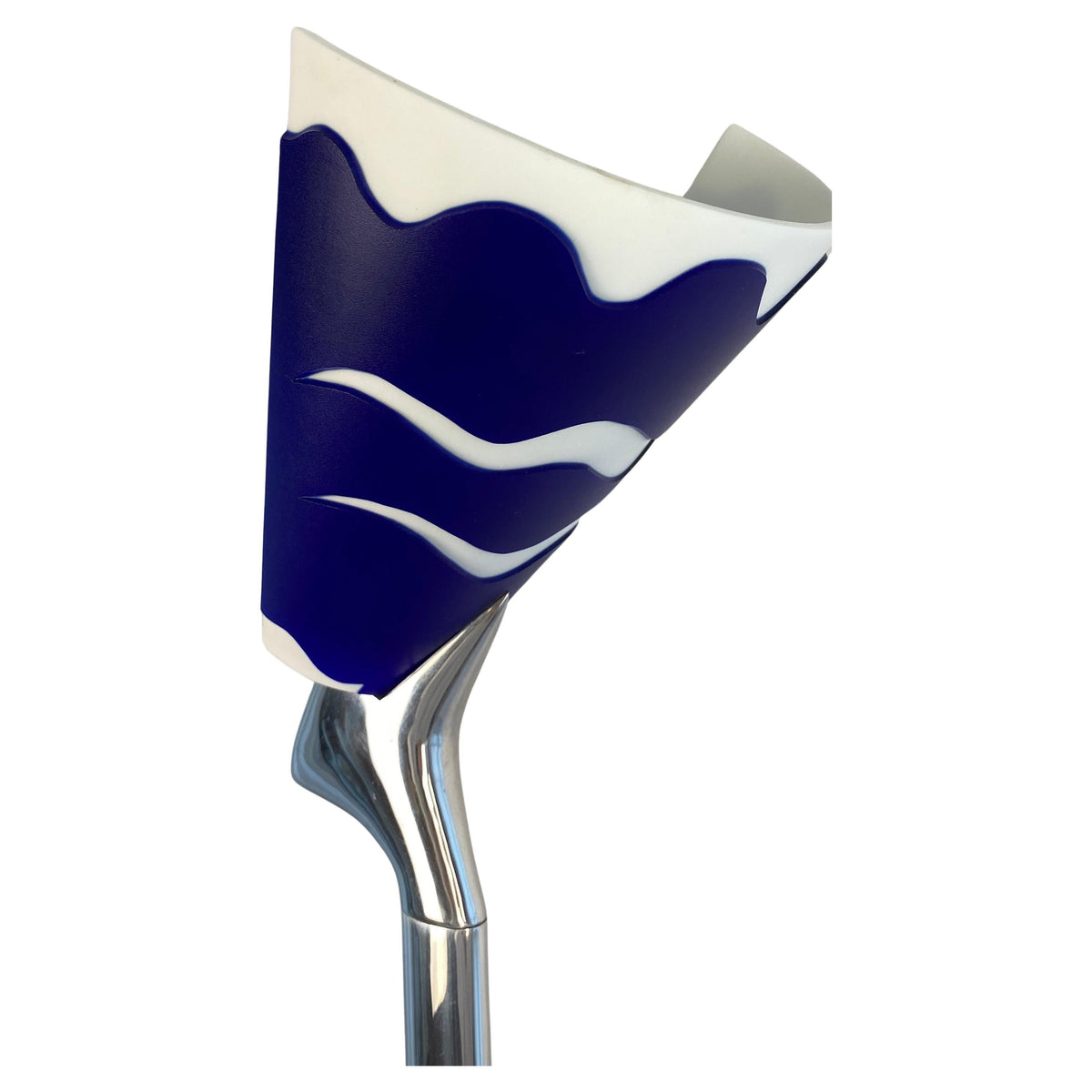 Modern French Polished Chrome Floor Lamp with Blue Shade by LG, Paris France — detail 2