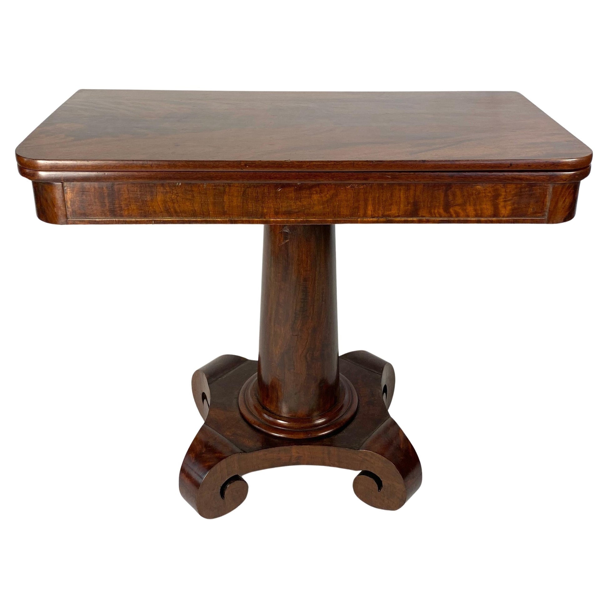 Antique American Empire Style Cuban Mahogany Game Table