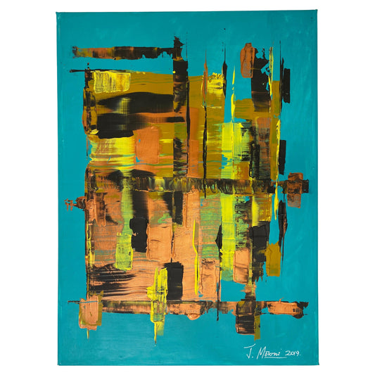 Modern Abstract Painting on Canvas, Signed, 21st Century, France