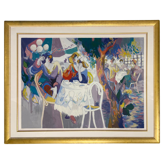Isaac Maimon Large Color Serigraph "West Bank Cafe"