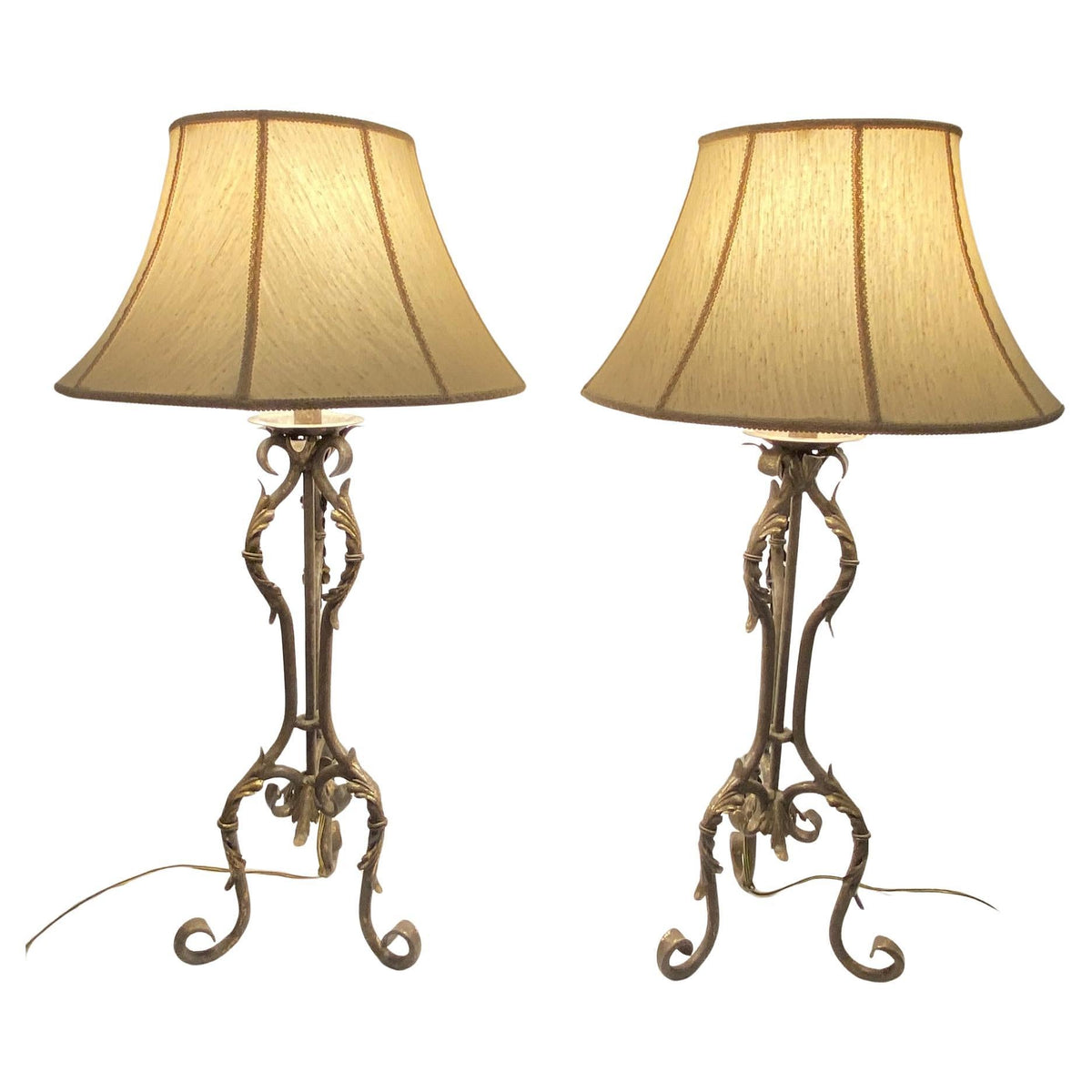 Pair of French Forged Iron Table Lamps