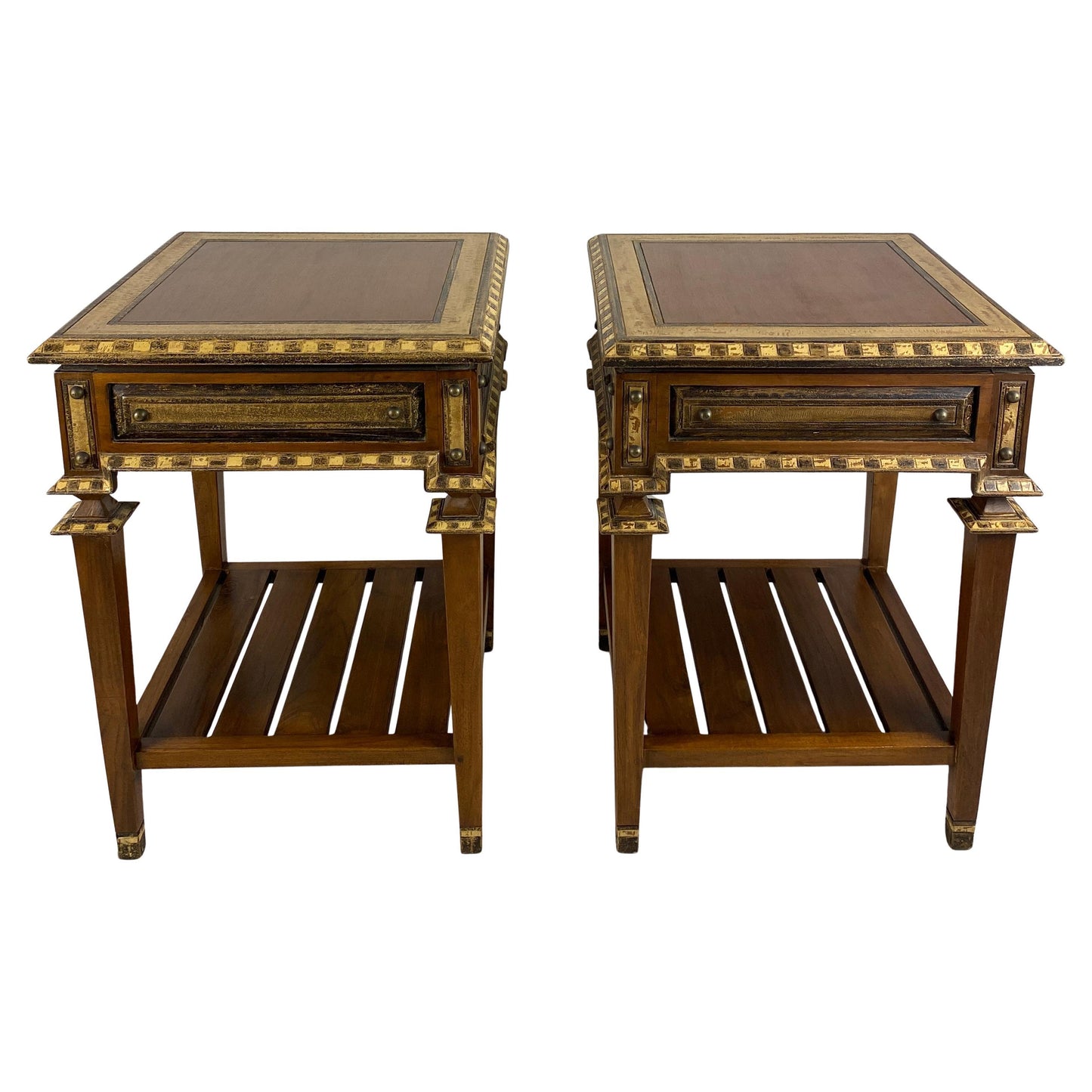 Pair of Teak End Tables, Danish Style Pair of Mid Century Nightstands